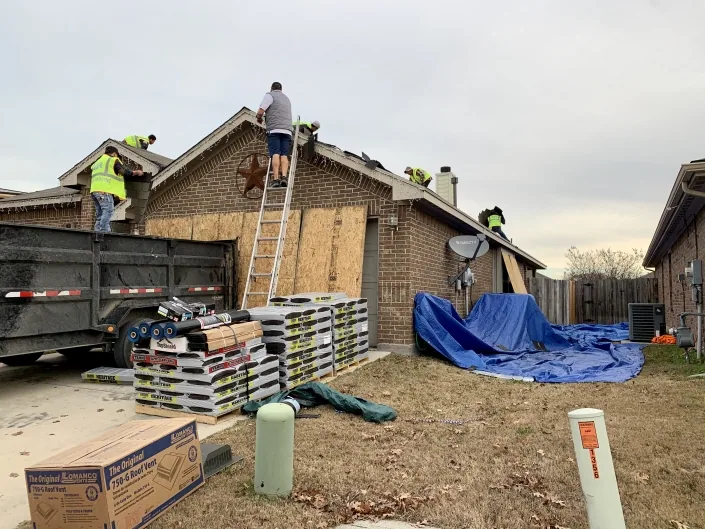 A Peaked roof replacement in progress
